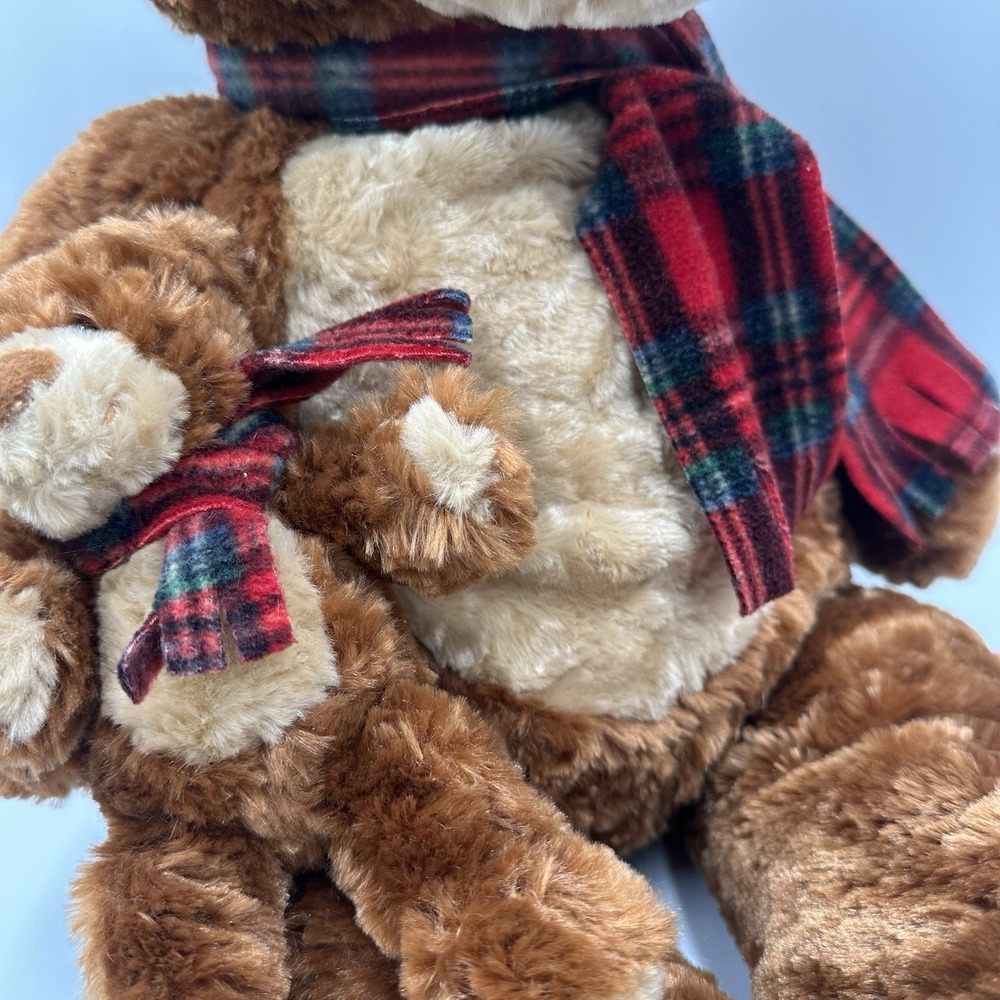 Vintage GUND Heads & Tales Plush Mother & Baby Set Christmas Tartan Plaid Scarf - Picture 5 of 12